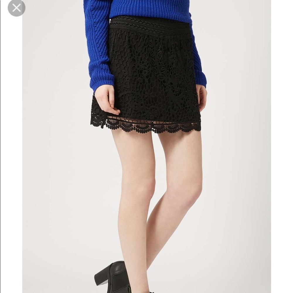 Top shop crotchet black mini skirt